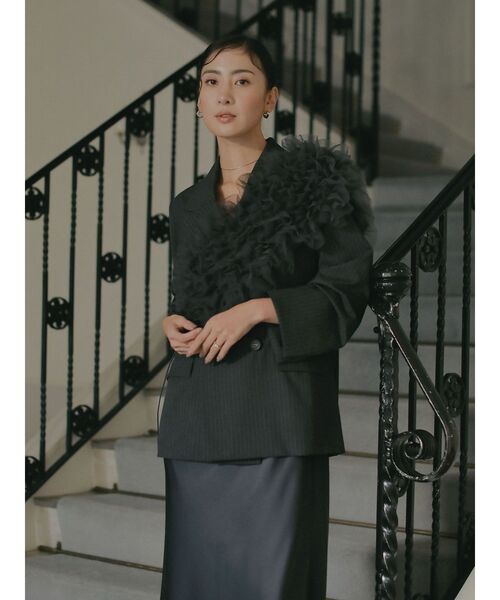 LAGUNAMOON(ラグナムーン)の「【ソンイさんコラボ】LADYチュールショールキャミドレス 結婚式 お呼ばれ(ドレス・レディース・チャコールグレー/イエロー・MEDIUM/SMALL)」の19枚目の写真