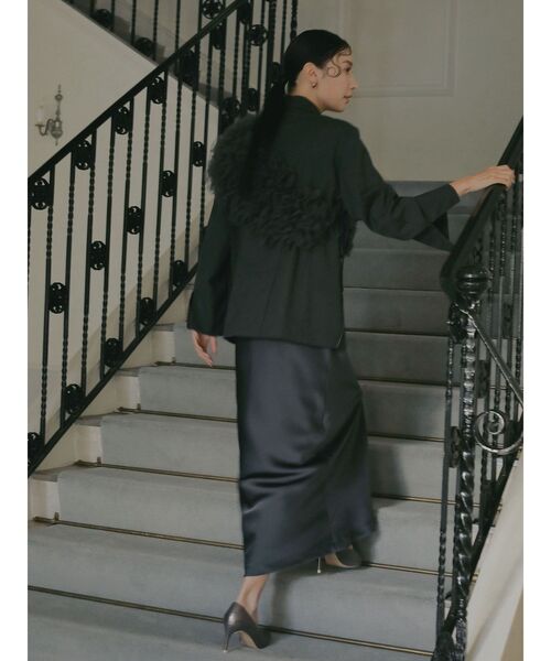 LAGUNAMOON(ラグナムーン)の「【ソンイさんコラボ】LADYチュールショールキャミドレス 結婚式 お呼ばれ(ドレス・レディース・チャコールグレー/イエロー・MEDIUM/SMALL)」の20枚目の写真