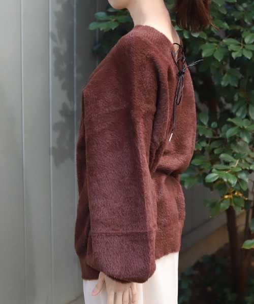 axes femme（アクシーズファム）の「フェザーロングニット（ニット/セーター・レディース・グレー/ブラック/ダークブラウン・FREE）」の7枚目の写真