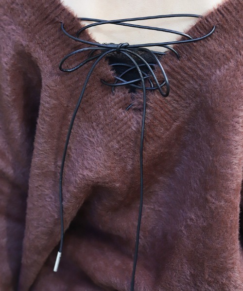 axes femme（アクシーズファム）の「フェザーロングニット（ニット/セーター・レディース・グレー/ブラック/ダークブラウン・FREE）」の9枚目の写真