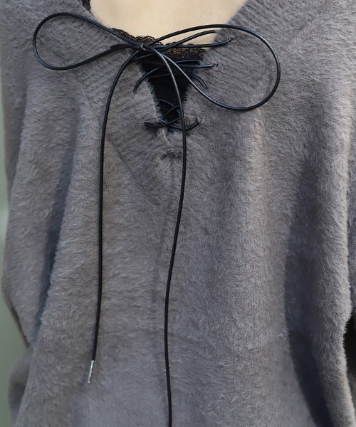 axes femme（アクシーズファム）の「フェザーロングニット（ニット/セーター・レディース・グレー/ブラック/ダークブラウン・FREE）」の11枚目の写真