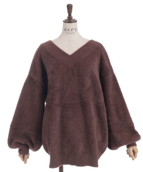 axes femme（アクシーズファム）の「フェザーロングニット（ニット/セーター・レディース・グレー/ブラック/ダークブラウン・FREE）」の19枚目の写真