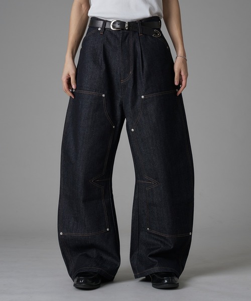 DOUBLE KNEE CURVE BUGGY RIGID DENIM PANTS／ダブルニーカーブバギー