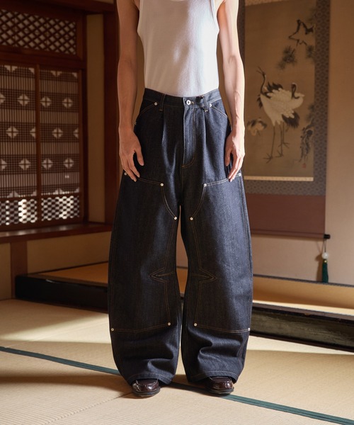 DOUBLE KNEE CURVE BUGGY RIGID DENIM PANTS／ダブルニーカーブバギー