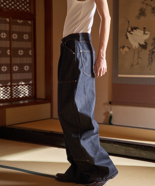 DOUBLE KNEE CURVE BUGGY RIGID DENIM PANTS／ダブルニーカーブバギー