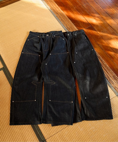 kutir（クティール）の「DOUBLE KNEE CURVE BUGGY RIGID DENIM PANTS／ダブルニーカーブバギーリジットデニムパンツ（デニムパンツ・メンズ・インディゴブルー/ブラック・SMALL/MEDIUM/LARGE）」の9枚目の写真