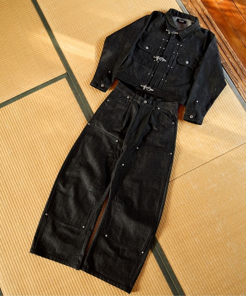 kutir（クティール）の「DOUBLE KNEE CURVE BUGGY RIGID DENIM PANTS／ダブルニーカーブバギーリジットデニムパンツ（デニムパンツ・メンズ・インディゴブルー/ブラック・SMALL/MEDIUM/LARGE）」の12枚目の写真
