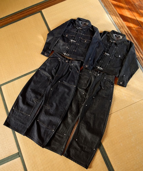 kutir（クティール）の「DOUBLE KNEE CURVE BUGGY RIGID DENIM PANTS／ダブルニーカーブバギーリジットデニムパンツ（デニムパンツ・メンズ・インディゴブルー/ブラック・SMALL/MEDIUM/LARGE）」の10枚目の写真