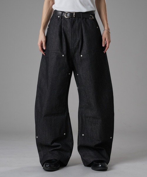セール】DOUBLE KNEE CURVE BUGGY RIGID DENIM PANTS／ダブルニー