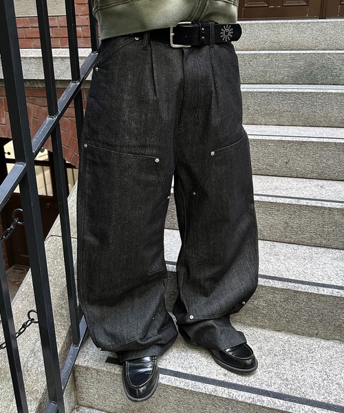 DOUBLE KNEE CURVE BUGGY RIGID DENIM PANTS／ダブルニーカーブバギー