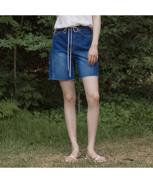 Choppy two line vintage short pants - blue