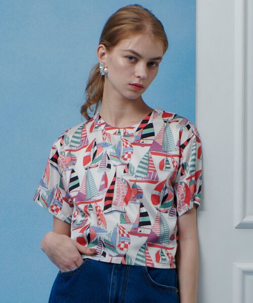 LOULOU WILLOUGHBY】RATTI マリーナプリント Tブラウス（シャツ
