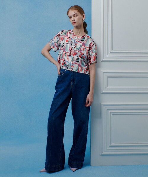 LOULOU WILLOUGHBY】RATTI マリーナプリント Tブラウス（シャツ