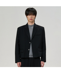 HYOJI（ヒョージ）の「2ボタン クロップブレザー（ストライプ）（テーラードジャケット）」