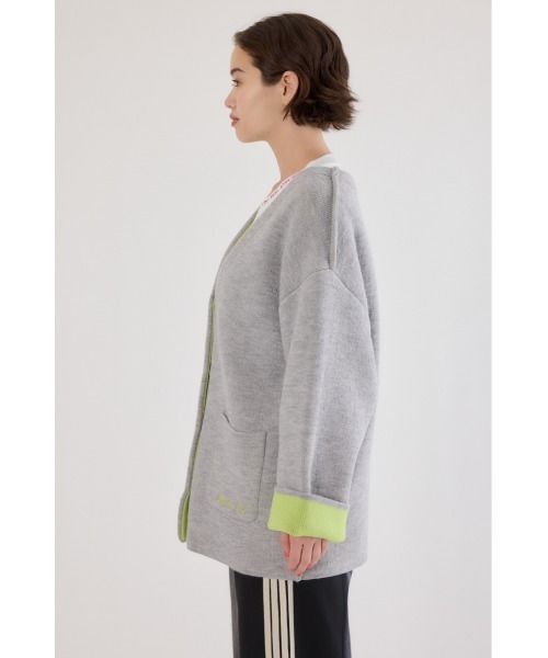 RODEO CROWNS WIDE BOWL（ロデオクラウンズワイドボウル）の「ダブルフェイスニットジャケット（カーディガン/ボレロ・レディース・チャコールグレー/グレー×ホワイト/オレンジ・FREE）」の20枚目の写真