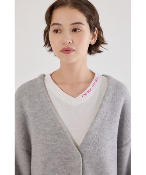 RODEO CROWNS WIDE BOWL（ロデオクラウンズワイドボウル）の「ダブルフェイスニットジャケット（カーディガン/ボレロ・レディース・チャコールグレー/グレー×ホワイト/オレンジ・FREE）」の22枚目の写真