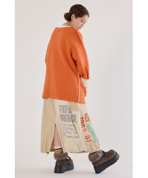 RODEO CROWNS WIDE BOWL（ロデオクラウンズワイドボウル）の「ダブルフェイスニットジャケット（カーディガン/ボレロ・レディース・チャコールグレー/グレー×ホワイト/オレンジ・FREE）」の8枚目の写真