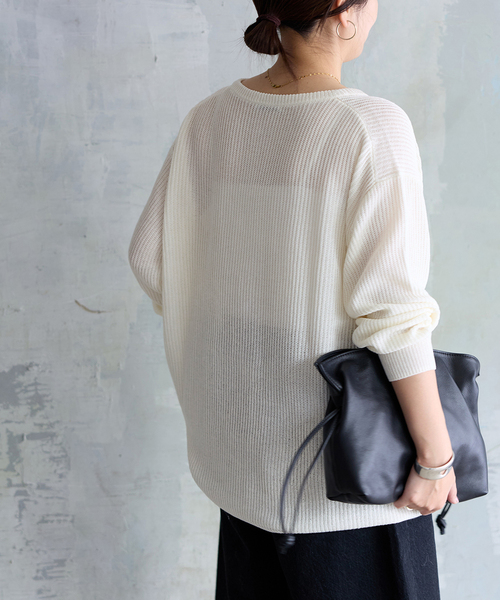 JOURNAL STANDARD(ジャーナルスタンダード)の「メッシュレースアップニット(ニット/セーター・レディース・ホワイト/ベージュ・FREE)」の7枚目の写真