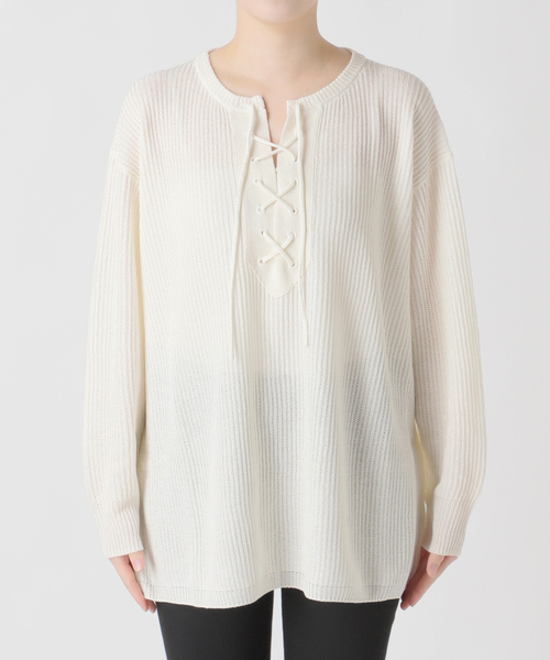 JOURNAL STANDARD(ジャーナルスタンダード)の「メッシュレースアップニット(ニット/セーター・レディース・ホワイト/ベージュ・FREE)」の19枚目の写真