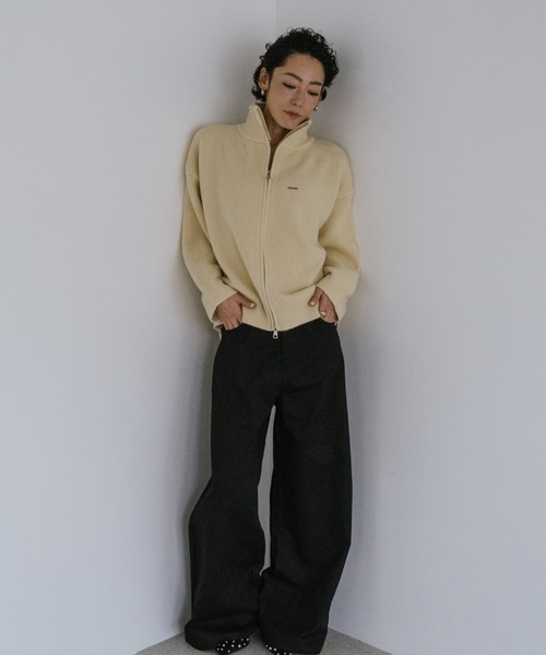 VION(ヴィオン)の「ダブルジップニットカーディガン / Double Zip Knit Cardigan(カーディガン/ボレロ・レディース・ブラック/ネイビー/イエロー・FREE)」の9枚目の写真