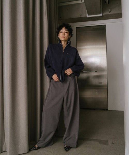 VION(ヴィオン)の「ダブルジップニットカーディガン / Double Zip Knit Cardigan(カーディガン/ボレロ・レディース・ブラック/ネイビー/イエロー・FREE)」の18枚目の写真