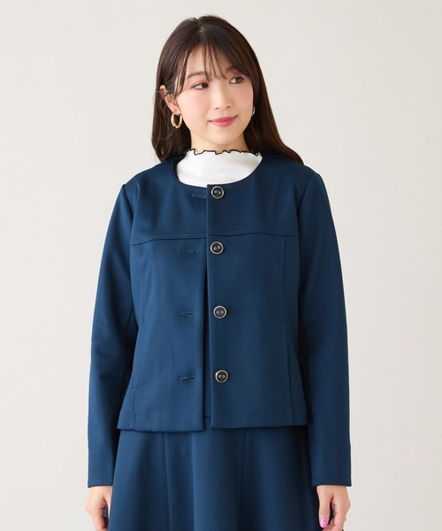 Rose Tiara（ローズティアラ）の「ダンボールニットノーカラージャケット（ノーカラージャケット・レディース・ベージュ/ネイビー・42/46/38）」の13枚目の写真