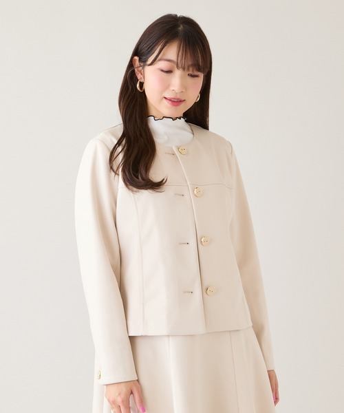 Rose Tiara（ローズティアラ）の「ダンボールニットノーカラージャケット（ノーカラージャケット・レディース・ベージュ/ネイビー・42/46/38）」の22枚目の写真