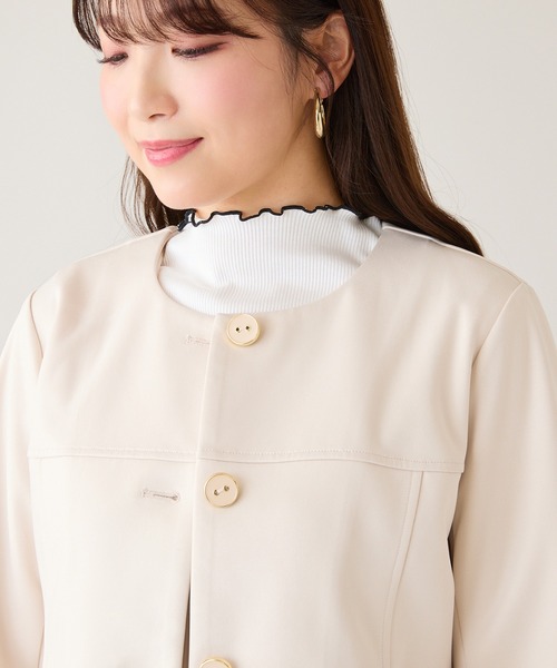 Rose Tiara（ローズティアラ）の「ダンボールニットノーカラージャケット（ノーカラージャケット・レディース・ベージュ/ネイビー・42/46/38）」の3枚目の写真