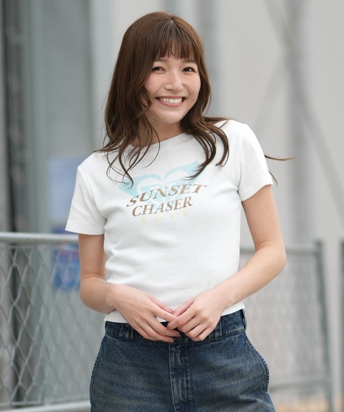 ROXY（ロキシー）の「ROXY/ロキシー 半袖 Tシャツ コンパクトT RST261644M（Tシャツ/カットソー・レディース・オレンジ/ネイビー/ホワイト・L/M）」の4枚目の写真