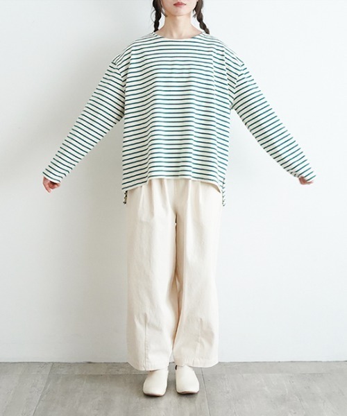 オローネ(オローネ)の「サブリナボーダーロングスリーブ(Tシャツ/カットソー・レディース・グリーン系その他/ネイビー系/ブラック系その他・FREE)」の14枚目の写真