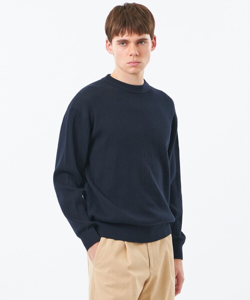 MACKINTOSH PHILOSOPHY(マッキントッシュ フィロソフィー)の「クルーネックプルオーバー 畔調ファインニット(ニット/セーター・メンズ・オレンジ/ネイビー/ベージュ系その他2/ブルー・38/40)」の3枚目の写真
