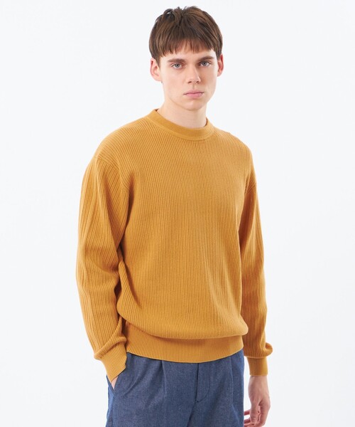 MACKINTOSH PHILOSOPHY(マッキントッシュ フィロソフィー)の「クルーネックプルオーバー 畔調ファインニット(ニット/セーター・メンズ・オレンジ/ネイビー/ベージュ系その他2/ブルー・38/40)」の4枚目の写真