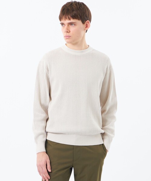 MACKINTOSH PHILOSOPHY(マッキントッシュ フィロソフィー)の「クルーネックプルオーバー 畔調ファインニット(ニット/セーター・メンズ・オレンジ/ネイビー/ベージュ系その他2/ブルー・38/40)」の2枚目の写真