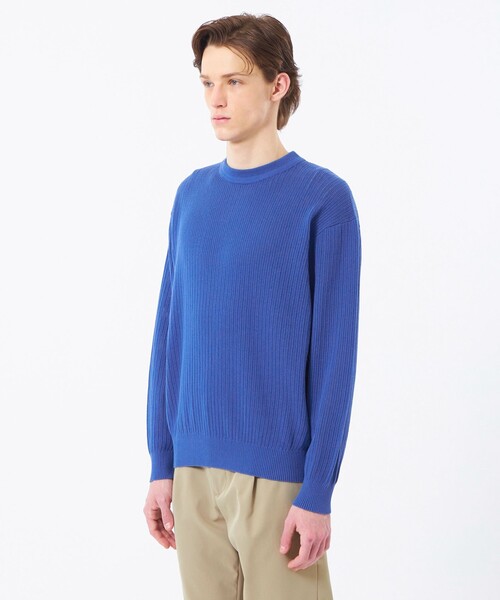 MACKINTOSH PHILOSOPHY(マッキントッシュ フィロソフィー)の「クルーネックプルオーバー 畔調ファインニット(ニット/セーター・メンズ・オレンジ/ネイビー/ベージュ系その他2/ブルー・38/40)」の10枚目の写真