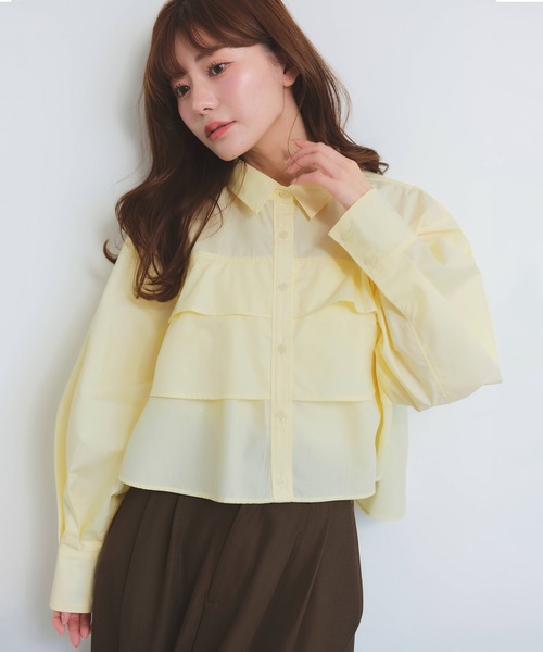 NOGLE（ノグル）の「【NOGLE/ノグル】ティアードフリルシャツ（シャツ/ブラウス・レディース・イエロー/ピンク/ホワイト/ブルー・FREE）」の4枚目の写真