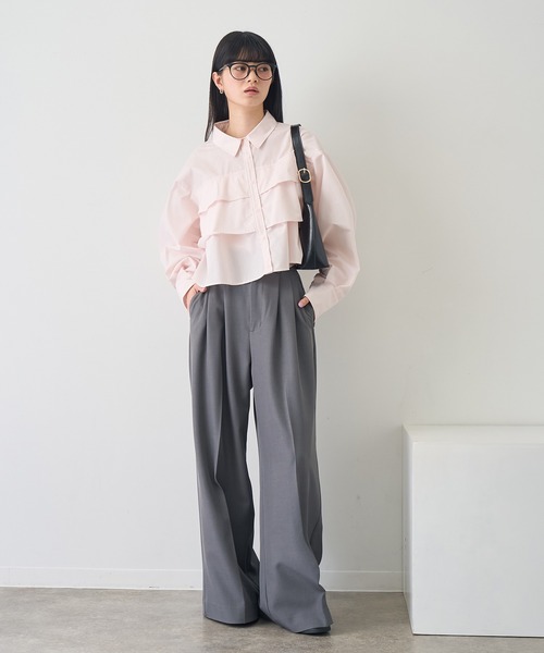 NOGLE（ノグル）の「【NOGLE/ノグル】ティアードフリルシャツ（シャツ/ブラウス・レディース・イエロー/ピンク/ホワイト/ブルー・FREE）」の9枚目の写真