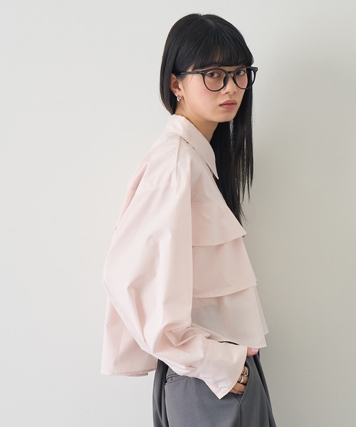 NOGLE（ノグル）の「【NOGLE/ノグル】ティアードフリルシャツ（シャツ/ブラウス・レディース・イエロー/ピンク/ホワイト/ブルー・FREE）」の5枚目の写真