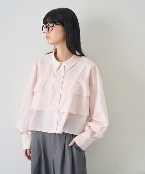 NOGLE（ノグル）の「【NOGLE/ノグル】ティアードフリルシャツ（シャツ/ブラウス・レディース・イエロー/ピンク/ホワイト/ブルー・FREE）」の6枚目の写真