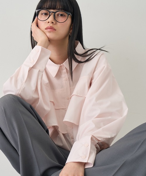 NOGLE（ノグル）の「【NOGLE/ノグル】ティアードフリルシャツ（シャツ/ブラウス・レディース・イエロー/ピンク/ホワイト/ブルー・FREE）」の8枚目の写真