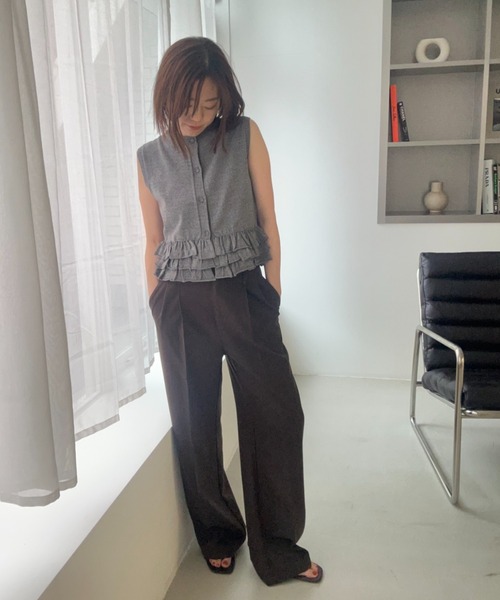 Henon.(ヘノン)の「フリルニット(ニット/セーター・レディース・ライトグレー/ブラック/イエロー・F)」の18枚目の写真