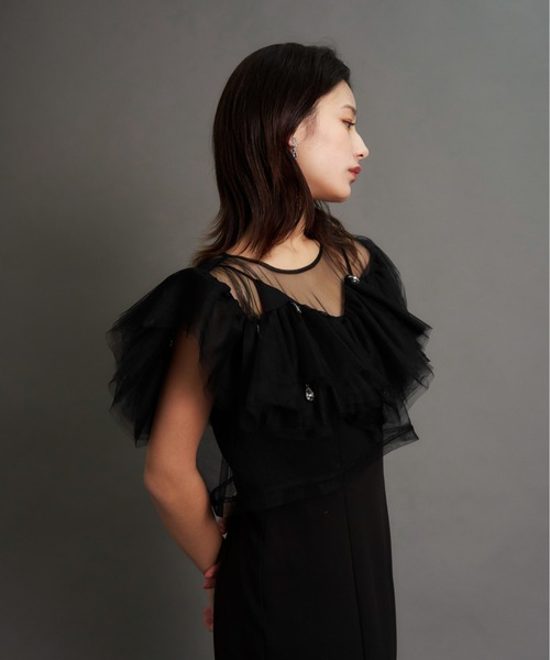 My shawty(マイシャウティー)の「drop bijou frill top(ドレス・レディース・ブルー/グレイッシュベージュ/ブラック・FREE)」の11枚目の写真