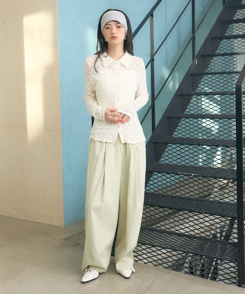 ELLEgirl(エルガール)の「花レースシャツ(シャツ/ブラウス・レディース・アイボリー/ブラック・FREE)」の12枚目の写真