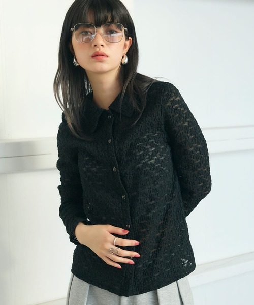 ELLEgirl(エルガール)の「花レースシャツ(シャツ/ブラウス・レディース・アイボリー/ブラック・FREE)」の17枚目の写真