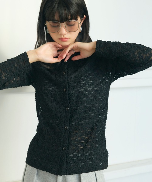ELLEgirl(エルガール)の「花レースシャツ(シャツ/ブラウス・レディース・アイボリー/ブラック・FREE)」の16枚目の写真