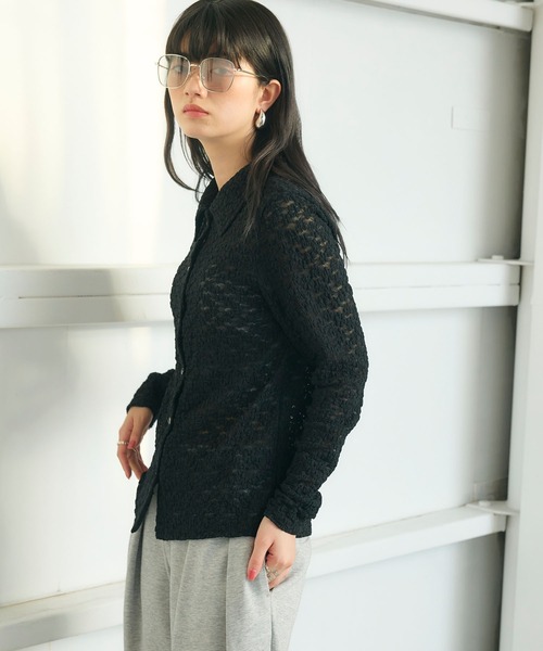 ELLEgirl(エルガール)の「花レースシャツ(シャツ/ブラウス・レディース・アイボリー/ブラック・FREE)」の18枚目の写真