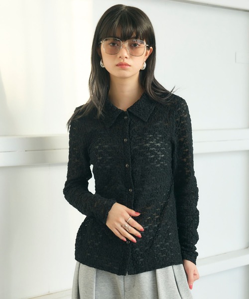 ELLEgirl(エルガール)の「花レースシャツ(シャツ/ブラウス・レディース・アイボリー/ブラック・FREE)」の15枚目の写真