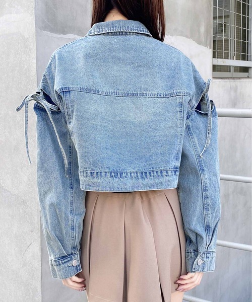 INGNI（イング）の「袖リボンクロップド丈Gジャン（デニムジャケット・レディース・ブルー系その他3/グレー/ブルー系その他・M）」の15枚目の写真