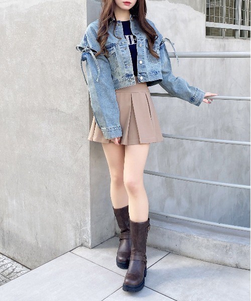 INGNI（イング）の「袖リボンクロップド丈Gジャン（デニムジャケット・レディース・ブルー系その他3/グレー/ブルー系その他・M）」の16枚目の写真