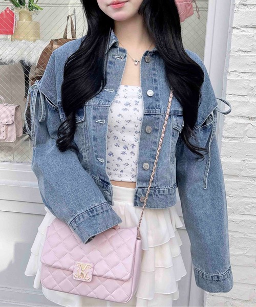 INGNI（イング）の「袖リボンクロップド丈Gジャン（デニムジャケット・レディース・ブルー系その他3/グレー/ブルー系その他・M）」の18枚目の写真