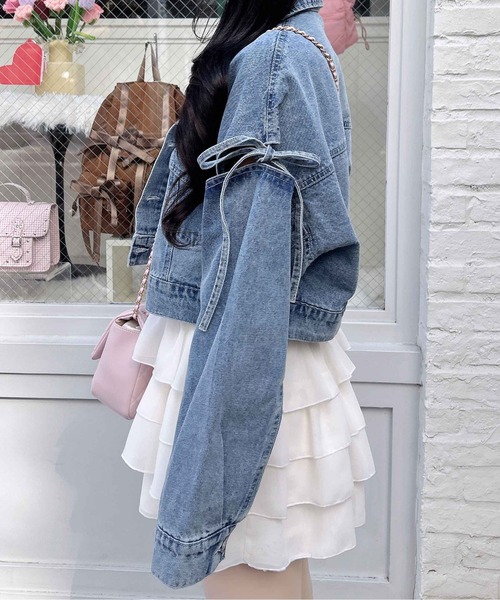 INGNI（イング）の「袖リボンクロップド丈Gジャン（デニムジャケット・レディース・ブルー系その他3/グレー/ブルー系その他・M）」の21枚目の写真